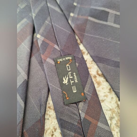 Etro Men's Multi-Color Striped  Print Silk Tie Made in Italy - Picture 3 of 7